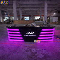 Bureau de réception publique Corian noir changement de couleur Led Logo bureau de diffusion Radio moderne TV salle de nouvelles réceptionniste Table de réception