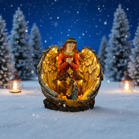 Juego de Figuras de Natividad de Resina con Luz LED, Escena Musical, Decoración para el Hogar