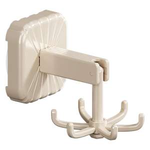 Support mural rotatif DZ-703 à six crochets, gris crème, sans perçage, pour ustensiles de cuisine - Product Image 1