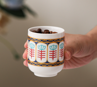 Service à thé en porcelaine fine arabe, motif floral traditionnel musulman, doré, blanc, sans BPA, compatible lave-vaisselle, 200 ml