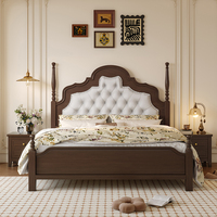 Cadre de lit plateforme en bois de caoutchouc moderne haut de gamme, durable, écologique, taille double standard, style vintage du milieu du siècle, fabriqué en Chine