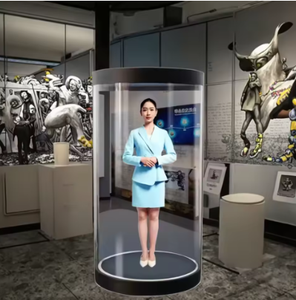 จอแสดงผลทรงกระบอกแบบโต้ตอบ 3 มิติ โฮโลแกรม AI พร้อมขาตั้งพื้นแบบ OEM  ควบคุมผ่านแอพ  ความสว่าง 500cd  ใช้งานภายในอาคาร รุ่น H - Product Image 3