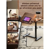 Table de Chevet Portable Minimaliste Moderne en MDF, Bureau d'Ordinateur/Écriture pour Salon, Poste de Travail Pliant Réglable et Élévateur avec Roulettes
