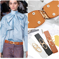 2024 mode ceintures extensible or Double joint torique boucle large extensible ceinture élastique Double boucle en métal ceinture