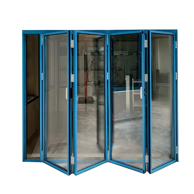 Indoor aluminum tempered glass folding door soundproof and thermal insulation sliding door balcony,garden entrance door