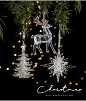 Pendentifs flocons de neige en acrylique à paillettes transparentes, décorations suspendues pour sapin de Noël, fournitures de décoration pour fête de Noël