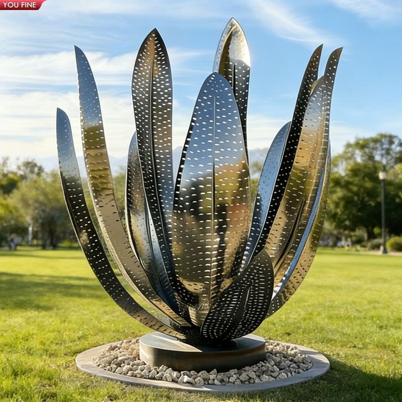 YOUFINE Metal Stainless Steel Agave Sculpture