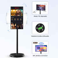 Tv portátil móvil de 21,5 pulgadas con ruedas, pantalla táctil inteligente interactiva de 1080P con soporte ajustable, Tv inteligente Ips para estudio