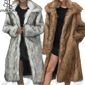 Bayanlar kadınlar için 2024 kışlık mont moda taklit kürk uzun ceketler kadınlar için sıcak bulanık ceket