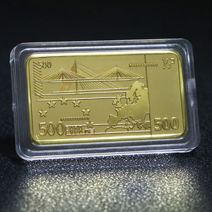 Moneda <span class=keywords><strong>conmemorativa</strong></span> de la Unión Europea de Metal más vendida, 500 <span class=keywords><strong>euros</strong></span>, barra de ladrillo de oro chapada en oro cuadrado, barras de lingotes de oro - Product Image 4