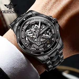 For Black <b>Skeleton</b> Men's Wristwatch Luxury Waterproof High Quality Stainless Steel <b>Automatic</b> Mechanical 20mm Hangzhou - Product Image 5
