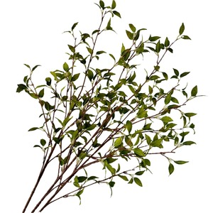 Queyiyi Fleurs Artificielles Branches de Feuilles Triangulaires en Soie Verte Décoration d'Intérieur Ornement de Table - Product Image 5