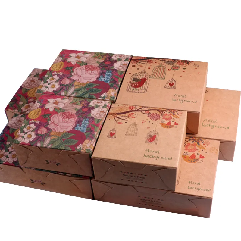 Vintage gift Box cardboard packaging Oil Painting DIY Paper Boxes Cake Candy Party Moon Cake