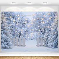 Toile de fond de Noël avec cannes en sucre, scène hivernale enneigée, arbre de Noël, fond photographique, décorations de Noël et du Nouvel An, bannière