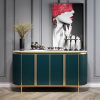 Meuble de salon en acier inoxydable doré avec plateau en marbre de luxe, console de rangement, table d'appoint, mobilier de maison