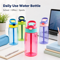 Bouteille d'eau en plastique PC de 350 ml (12 oz) avec couvercle à paille, en stock, pour enfants, école, personnalisable, vente en gros