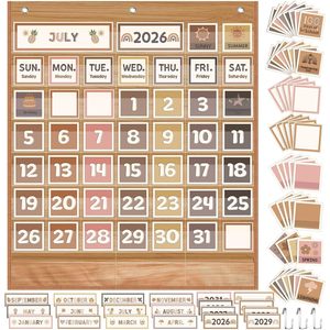 Juego de tableros de bolsillo con calendario para el aula, 120 tarjetas, clima, estaciones, festivales, gestión del tiempo, regreso a la escuela - Product Image 4