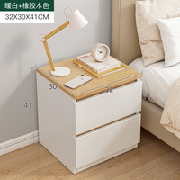 Mesa de Noche con Bordes Estilo Crema, Diseño Moderno y Contemporáneo, Superficie de Madera Resistente para Apartamento, Hotel, Hogar, Dormitorio, Hospital