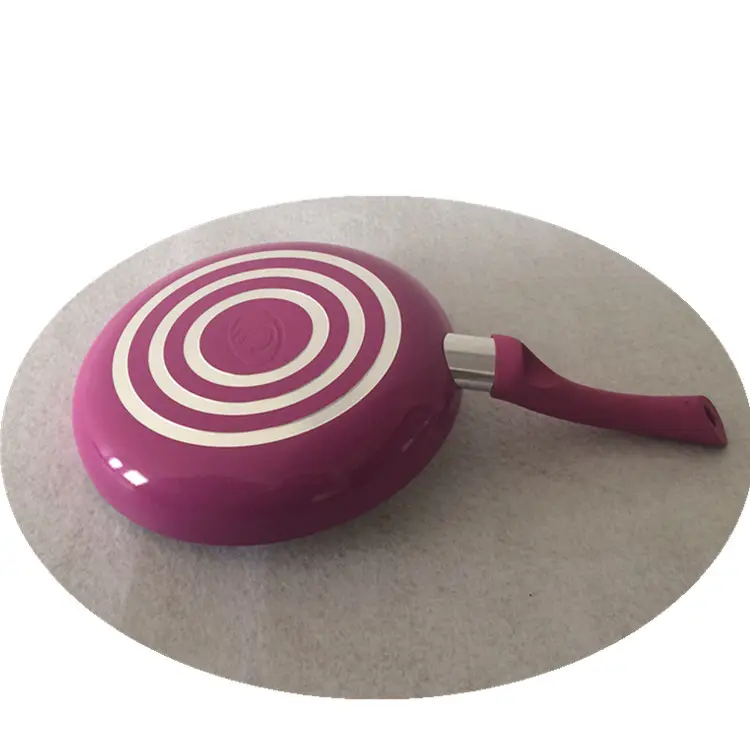 ALUMINIUM KERAMIK BESCHICHTETE FRY PAN INNEN WEISSE KERAMIK BESCHICHTUNG AUSSEN PLUM MALEREI NICHT STICK FRY PAN PRESS CERAMIC FRYING PAN