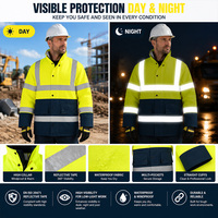 EN20471 Klasse 3 Warnschutzjacke Reflektierende Arbeitskleidung Wasserdicht Winddicht Winter Warme Gepolsterte Bau- und Bergbau-Sicherheitsjacke