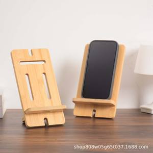 Bamboo Wood Phone Stand Desktop <b>Tablet</b> <b>Holder</b> Natural Color Solid Wood Detachable Design For Charging And Display - Product Image 5