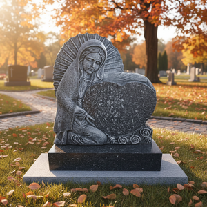 Sculpture d'angle en granit bleu perle, sculpture antique en granit, pierre tombale, monuments funéraires - Product Image 1