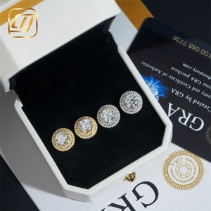 Boucles d'oreilles clous en moissanite, taille brillant rond, sertissage clos, plaqué or 18 carats, or rose, bijoux de luxe pour femme, pour mariage - Product Image 2