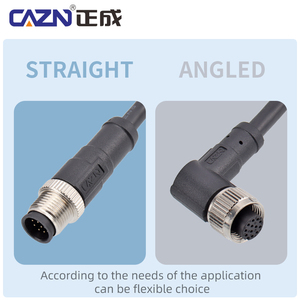 Prise surmoulée M12 <span class=keywords><strong>étanche</strong></span> avec câble mâle femelle coudé droit 12pin Core A Code connecteur non blindé - Product Image 3