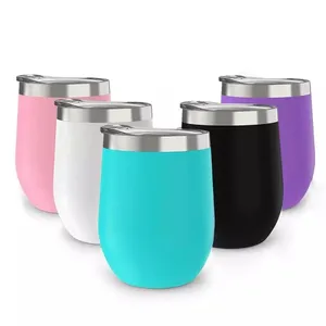 Best Selling Products 2022 USA our 12 oz Double Wall Stainless Steel Insulated Coffee Egg Wine Cup Glass Tumbler with Lids