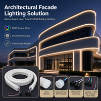 Tube néon LED flexible en silicone RGBW rond de 40 mm, 24 V, adressable, 1834IC, 10 m/rouleau, pour façade, scène, signalétique