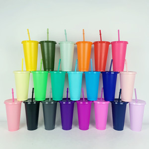 <span class=keywords><strong>Gobelet</strong></span> en <span class=keywords><strong>plastique</strong></span> froid réutilisable de 16oz 24oz/710ml tasse en <span class=keywords><strong>plastique</strong></span> durable avec couvercle et paille pour la fête vente chaude article de retour à l'<span class=keywords><strong>école</strong></span> - Product Image 1