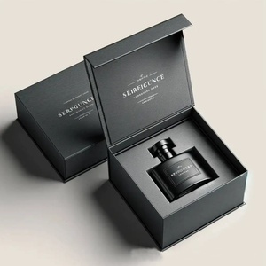 Boîte cadeau de parfum haut de gamme en papier double cuivre, personnalisée avec estampage à chaud, type livre à couvercles rabattables, vente directe usine - Product Image 2