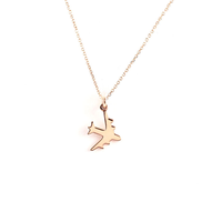 Collier pendentif avion minimaliste plaqué or 18 carats Bijoux d'éventail de style militaire Collier d'avion polonais en acier inoxydable