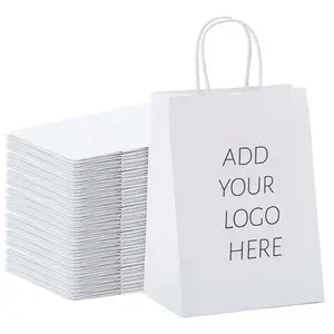 OEM, оптовая продажа, экологичный перерабатываемый белый пакет из крафт-бумаги на заказ