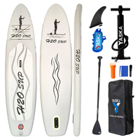 H2O H2O-A Planche de paddle gonflable blanche très vendue, construction en PVC Drop Stitch, aileron unique, 12 kg, portable pour lacs, rivières, océan