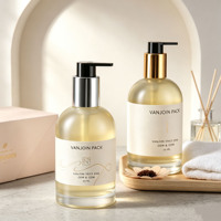 Bouteilles de crème hydratante opaques colorées 250 ml, flacon de savon pour les mains en verre, flacon pompe de luxe 350 ml pour gel douche, ensemble d'emballage avec boîte