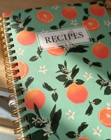 Carnet de recettes en spirale à motif floral orange, couverture rigide, pour la pâtisserie maison, journal de cuisine, cadeau de déménagement pour les amateurs de cuisine