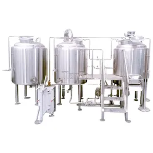 Cervejaria pequena com espelho de 400L, aquecimento elétrico, 3 vasos, máquina automática de chope, unitank cônico para sistema de fabricação de cerveja em pubs, com 3 vasos