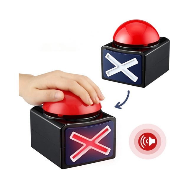 Wholesale PT Show Button Box Round Square Pattern Contest Prop Light Alarm Sound Custom Recordable Answer Buzzers Game Shows