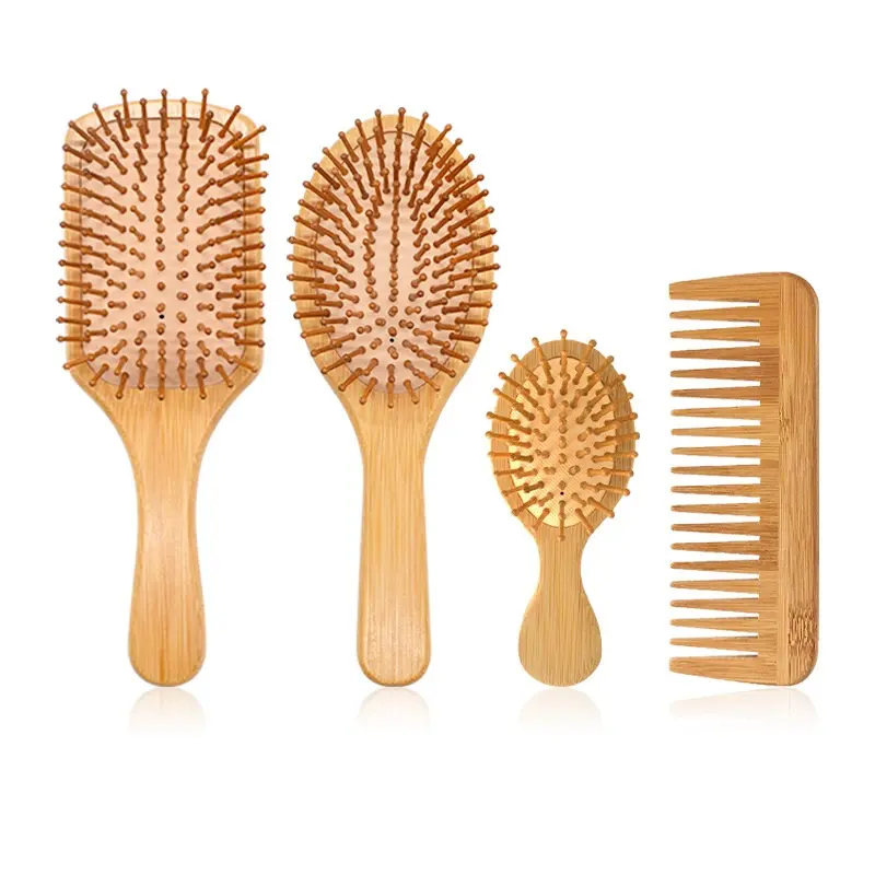 Eco-Friendly Natural Bamboo Comb Detangling Scalp Massage Bamboo Paddle Hair Brush