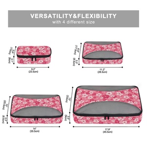 Organisateur de bagages pliable à motif floral hawaïen personnalisé, 4 ensembles de cubes de compression pour bagages, sac de voyage, cube de voyage pour femmes - Product Image 5