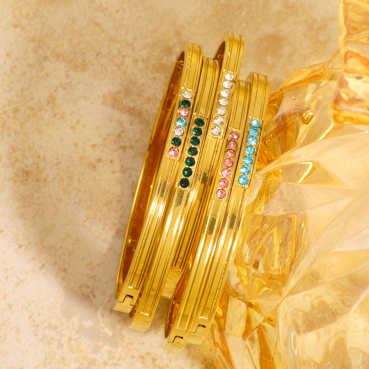 18k gold plated steel cartier inspired bangle