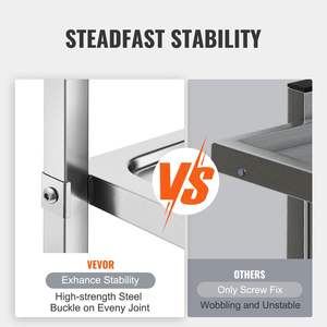 3-Layer Stainless Steel Utility <b>Storage</b> Cart 400 Lbs <b>Weight</b> Capacity Lockable Medical Cart Universal Wheels for Lab Clinic - Product Image 3