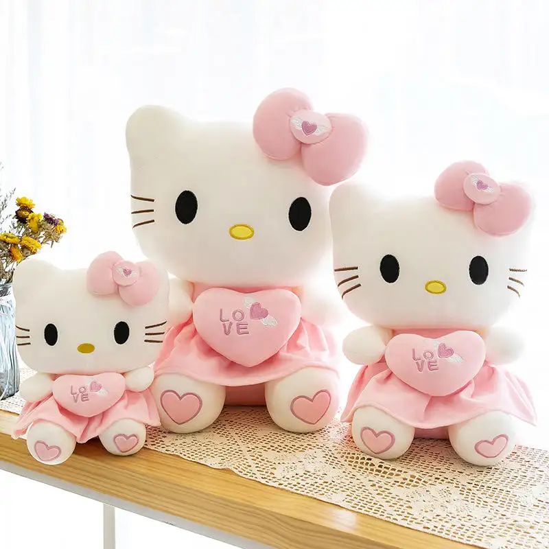 Cute Kawaii Kt Cat Plush Toys The New Bow Cat Plush Dolls Stuffed Animal Hello Kitty Dolls Pillow Christmas Gifts