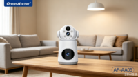 DREAMKACHER AF-AA05 Caméra IP de sécurité domestique double 2MP Interphone vocal bidirectionnel 5V 2A WiFi/4G Carte mémoire Cloud Détection humaine 128G