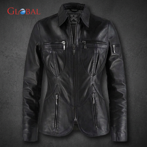 Chaqueta Blazer de Oficina Ecológica de Cuero Vacuno para Mujer, Invierno - Product Image 4