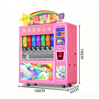 Distributeurs automatiques de bonbons colorés avec fonction de paiement par jeton QR Code, corps métallique, intégration cloud, rose