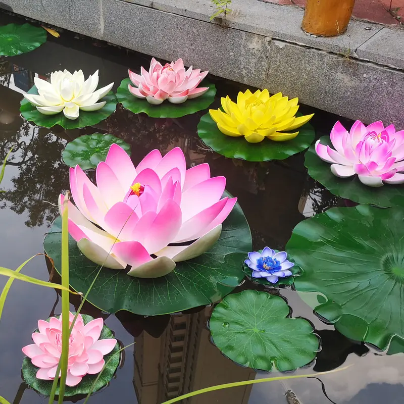 Hot Selling Water Lelie Kunstmatige Lotus Bloemen Decor Drijvende Bloem Schuim Lotus Voor Tuin Zwembad