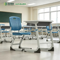 Ensemble Chaise et Bureau d'Écolier Réglables en Hauteur OEM en Gros avec Plateau en Bois et Chaise en Plastique ABS Respirant Personnalisable pour Usage en Classe