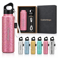 Bouteilles d'eau sportives réutilisables avec logo personnalisé, 20 oz, double paroi isolée en titane, boîte cadeau portable avec sangle de transport et couvercle rabattable, pour cadeaux